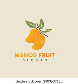 Logotipo de mango, diseño de fruta, estilo minimalista simple, vector de jugo de fruta, ilustración de símbolo de icono