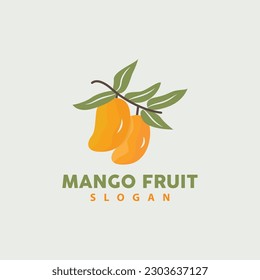 Mango Logo, Fruit Design Simple Minimalist Style, Fruit Juice Vector, Icon Symbol Illustration