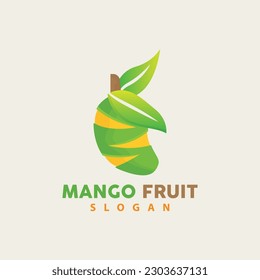 Mango Logo, Fruit Design Simple Minimalist Style, Fruit Juice Vector, Icon Symbol Illustration