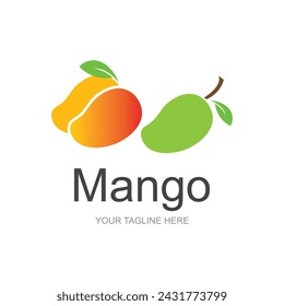 Mango Logo, Fruit Design Simple Minimalist Style, Fruit Juice Vector, Icon Symbol Illustration