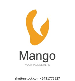 Mango Logo, Fruit Design Simple Minimalist Style, Fruit Juice Vector, Icon Symbol Illustration