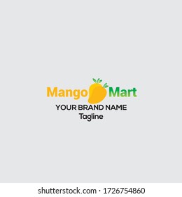 Vector de jugo de mango mart Logo, tienda de mangos diseño de logo de zumos de frutas y verduras