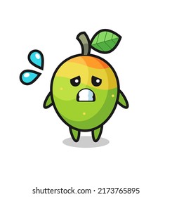 mango mascot character with afraid gesture , cute style design for t shirt, sticker, logo element