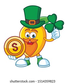 mango mascot character vector design with green hat and beard