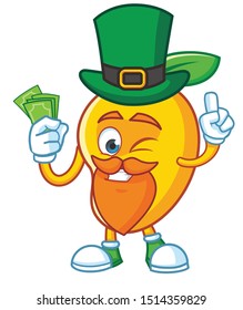 mango mascot character vector design with green hat and beard