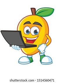 mango mascot character vector design with gadget