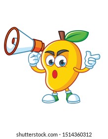 mango with megaphone mascot character vector design