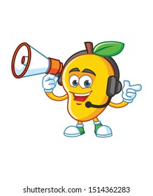mango with megaphone mascot character vector design