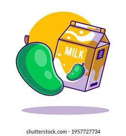 Mango Milk Vector Cartoon Illustration. World Milk Day Icon Concept White Isolated. Flat Cartoon Style Suitable for Web Landing Page, Banner, Sticker, and Background