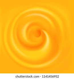 Mango mousse. Orange twisted background. Swirl citrus creamy texture. Vector illustration. 