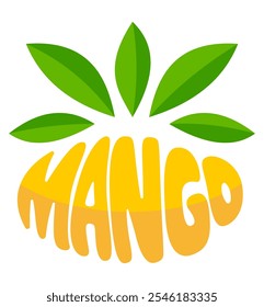 mango name of a fruits in the form a fruit logo creative and original for your business or company logotype vector illustration