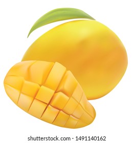 Mango. one and a half isolated against a white background