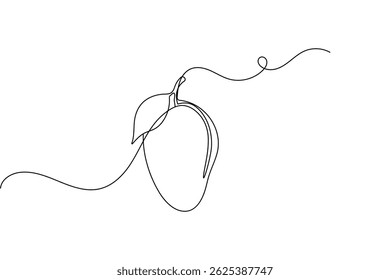 Mango one line drawing  minimalist continuous line fruit outline vector illustration