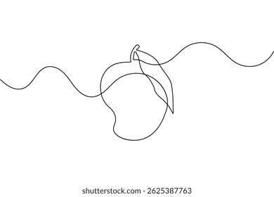 Mango einzeilige Zeichnung minimalistische kontinuierliche Linie Frucht Umriss Vektorgrafik