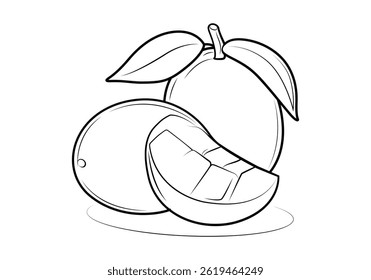 Mango outline Vector Illustration, Coloring Page for Kids