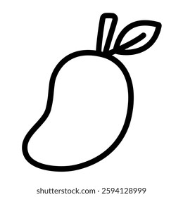 Mango outlined icon isolated on white background. Fruit vector illustration