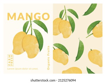 Mango packaging design templates, watercolour style vector illustration.