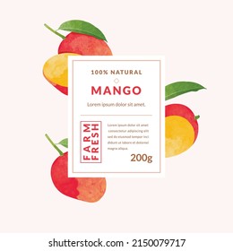 Plantillas de diseño de embalajes de mango, ilustración vectorial de estilo acuarela.	
