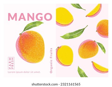 Plantillas de diseño de embalajes de mango, ilustración vectorial de estilo acuarela.