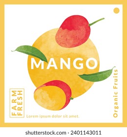 Mango packaging design templates, watercolour style vector illustration.