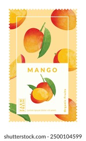 Mango packaging design templates, watercolour style vector illustration.