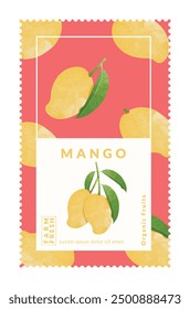 Plantillas de diseño de embalaje de mango, Ilustración vectorial de estilo de acuarela.