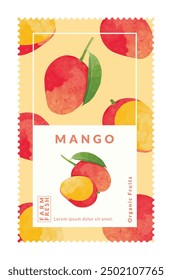 Mango packaging design templates, watercolour style vector illustration.
