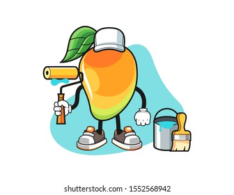 Mango painter cartoon. Mascot Character vector.