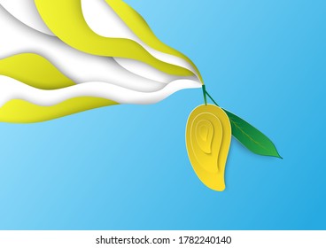 Cortado de papel de mango y estilo artesanal. arte vectorial e ilustración.