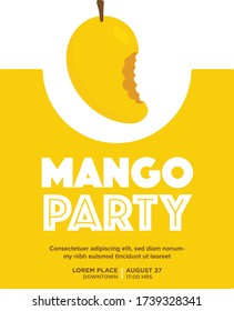 Mango party Template.  Vector illustration of mango. Mango bite. Summer party theme design