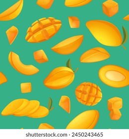 Ilustración exótica de frutas tropicales de patrón de mango para un fondo sin fisuras