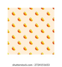 Padrão de manga com fruta tropical madura sobre fundo de creme