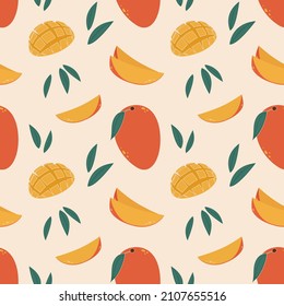 Mango pattern. Seamless mango background. Vector.