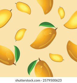 Mango Pattern Seamless on pink background for wallpaper illustration