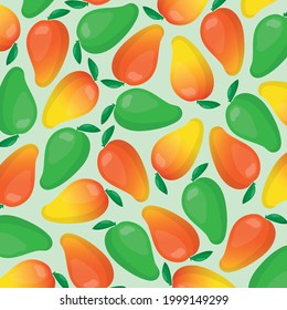 Mango Pattern, Mango seamless pattern, Seamless vector pattern. flat design vector illustration.