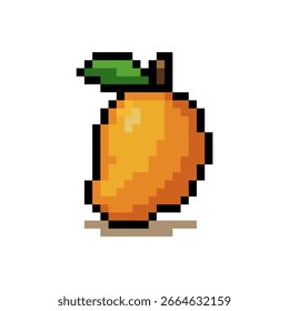 Mango Peach Pixel Art Icon - 8-Bit Tropical Fruit Vector