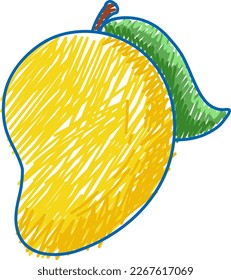 Mango pencil colour child scribble style illustration