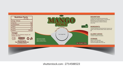 Plantilla de diseño de etiqueta de tarro de encurtido de mango 