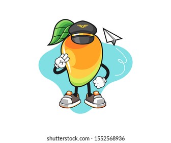 Mango pilot cartoon. Mascot Character vector.