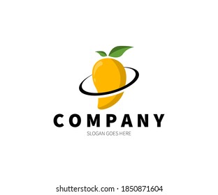 Mango Planet, Space Logo Concept. Vector Design Illustration. Symbol and Icon Vector Template.