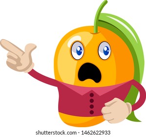 Mango pointing fingers, illustration, vector on white background.