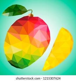 Mango in polygonal style. Vector fruit