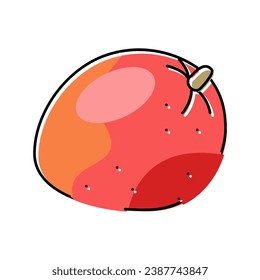 Mango roten Frucht Symbol Vektorgrafik. Mango rotes Fruchtzeichen. einzelne Symbolillustration