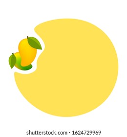 mango ripe fruit cute and circle frame copy space text, clip art of yellow mango for banner ad, mango simple with speech bubble yellow pastel for advertisement, illustration mango for icon and frame