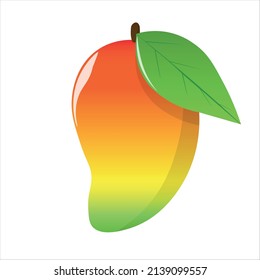 fruto maduro de mango aislado en fondo blanco, dibujos animados de color para dibujos animados, ilustración, vector
