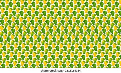mango ripe and raw mango for background, mango pattern yellow green for illustration, clip art mango fruit pattern for wallpaper, vector