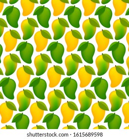mango ripe and raw mango for background, mango pattern yellow green for illustration, clip art mango fruit pattern for wallpaper, vector