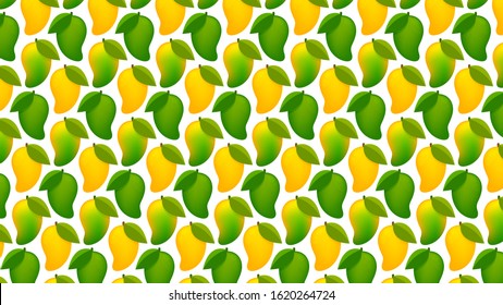mango ripe and raw mango for background, mango pattern yellow green for illustration, clip art mango fruit pattern for wallpaper