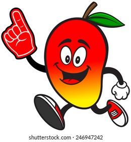 Mango Running with Foam Finger
