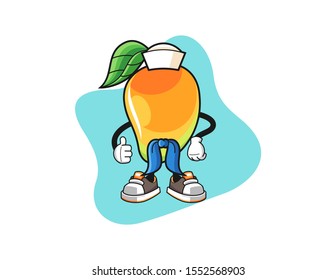 Mango sailor man cartoon. Mascot Character vector.